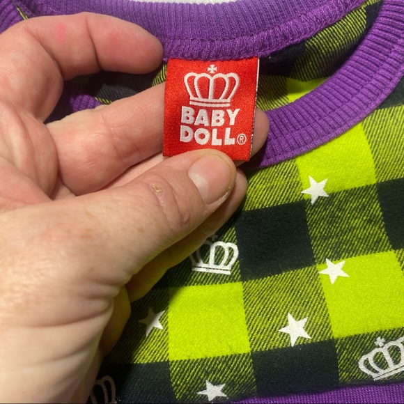 Baby Doll Vintage Japanese Brand Y2K Green Purple Checkered Streetwear Size M - Picture 9 of 13